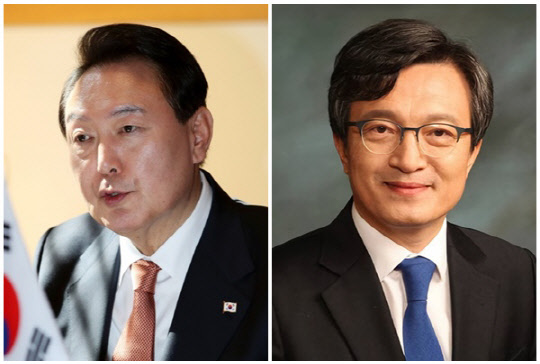 윤석열 대통령(왼쪽)과 김의겸 더불어민주당 의원. <김의겸 의원실 제공, 연합뉴스>